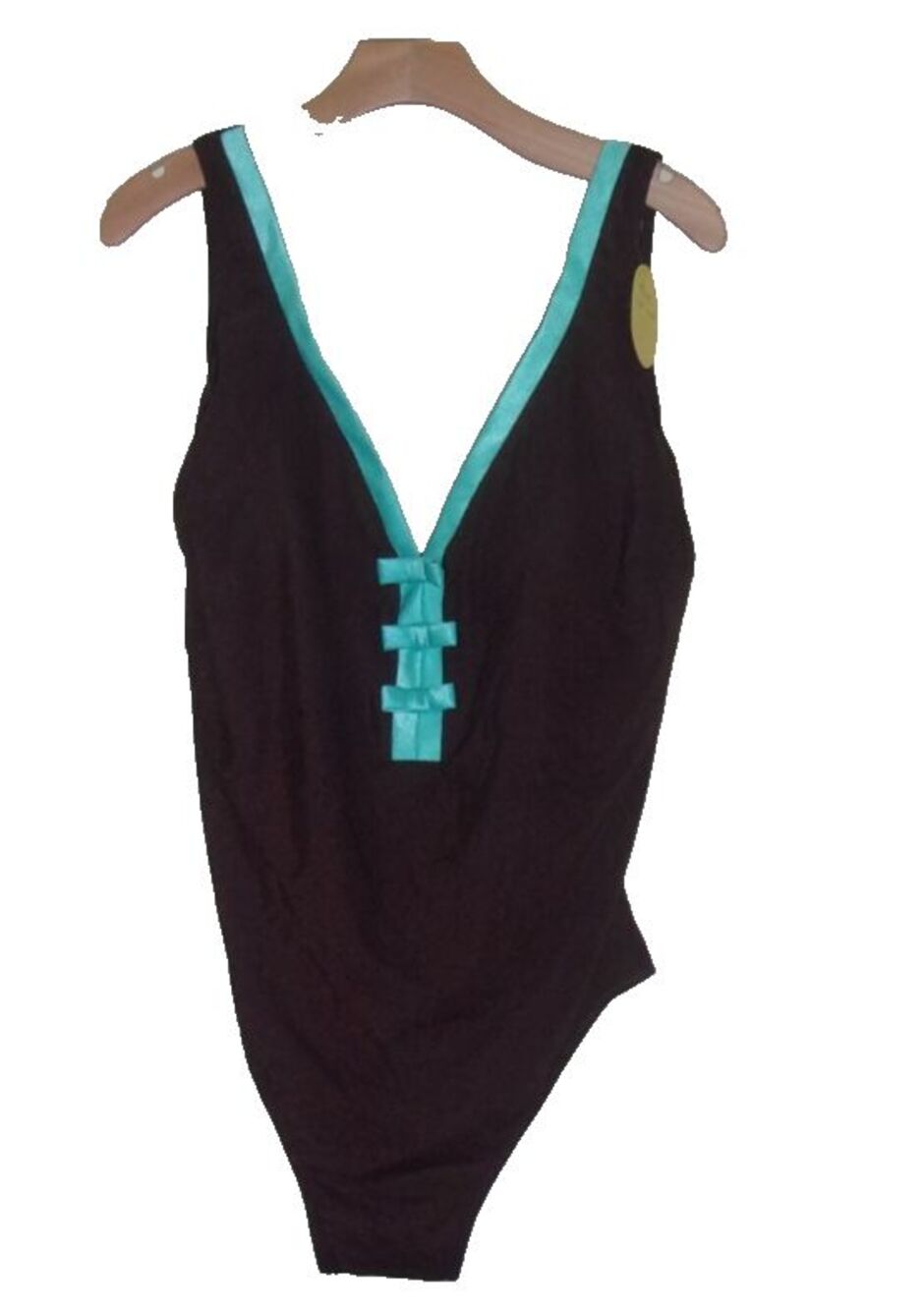 It Figures! One Piece Swimsuit Sz. 22W Chocolate Blue Tummy Thinner New NWT